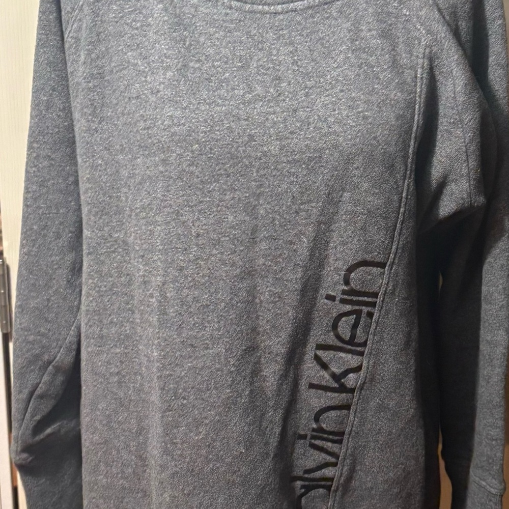 Calvin Klein Sweatshirt Womens Large Gray Cowl Neck Thumbhole Pullover Athletic